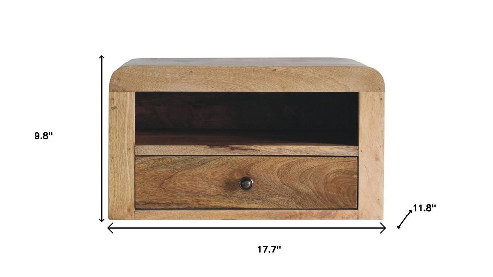 18" Brown Solid Wood One Drawer Floating Nightstand HomeRoots