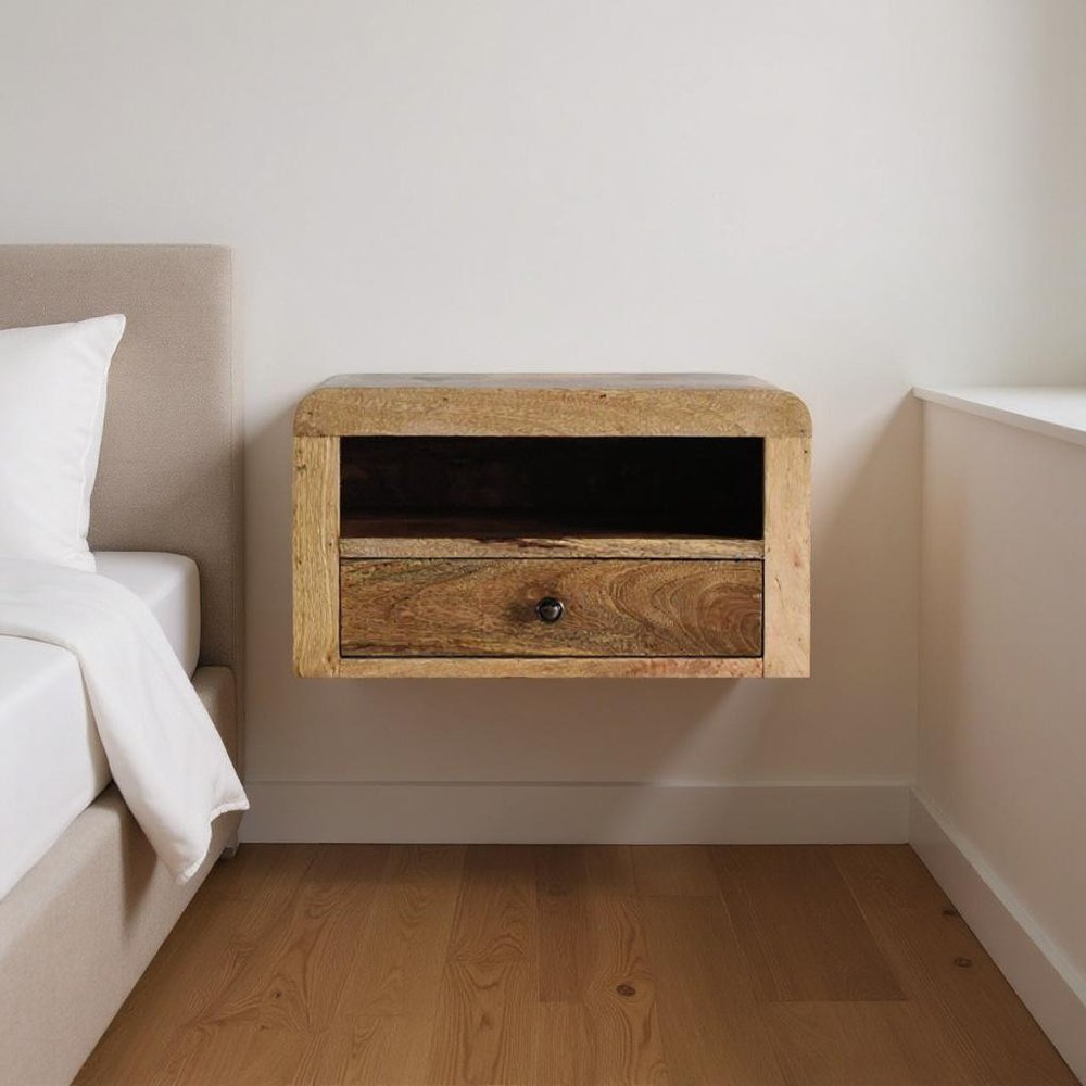 18" Brown Solid Wood One Drawer Floating Nightstand HomeRoots