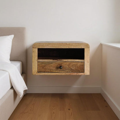 18" Brown Solid Wood One Drawer Floating Nightstand HomeRoots