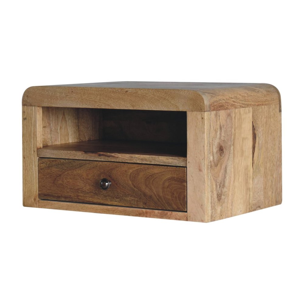 18" Brown Solid Wood One Drawer Floating Nightstand HomeRoots