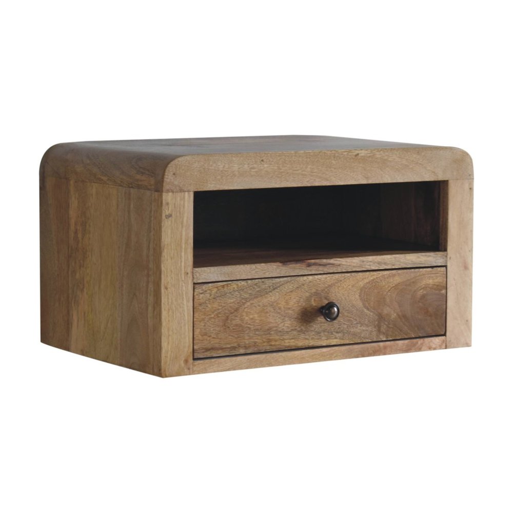 18" Brown Solid Wood One Drawer Floating Nightstand HomeRoots