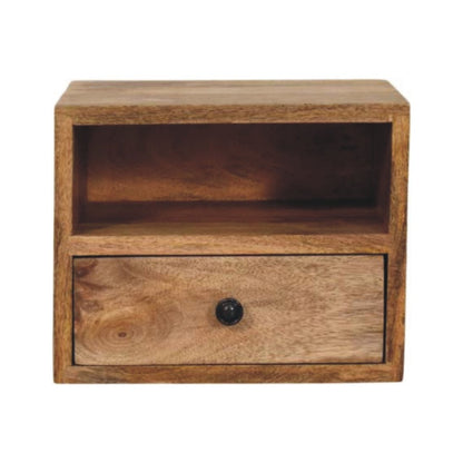 12" Brown Solid Wood One Drawer Floating Nightstand