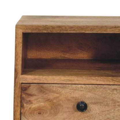 12" Brown Solid Wood One Drawer Floating Nightstand