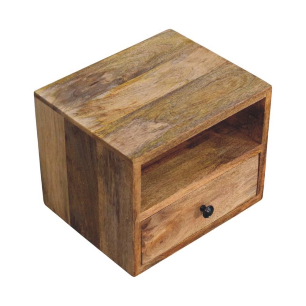 12" Brown Solid Wood One Drawer Floating Nightstand