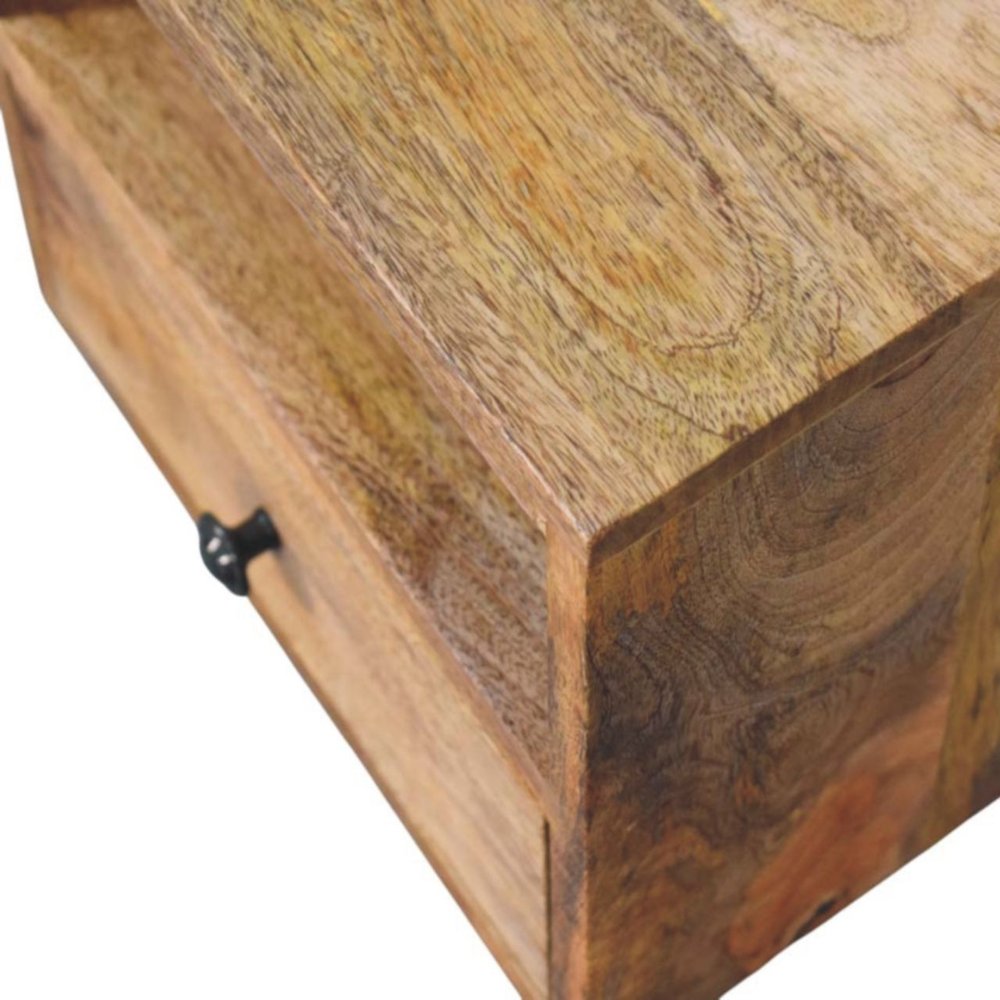 12" Brown Solid Wood One Drawer Floating Nightstand
