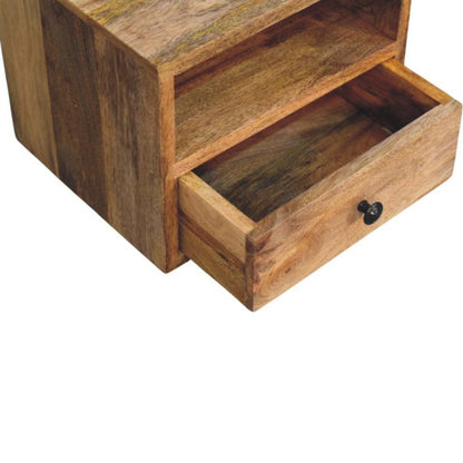 12" Brown Solid Wood One Drawer Floating Nightstand