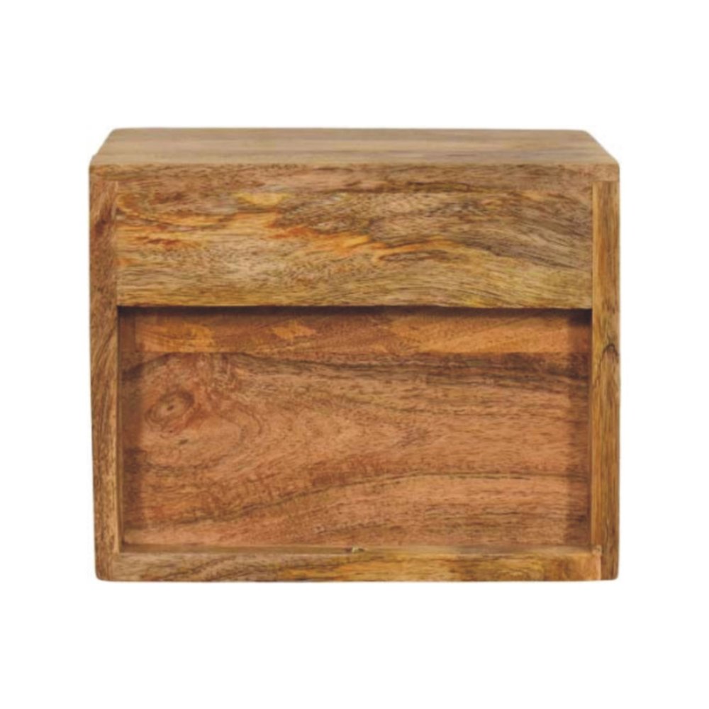 12" Brown Solid Wood One Drawer Floating Nightstand