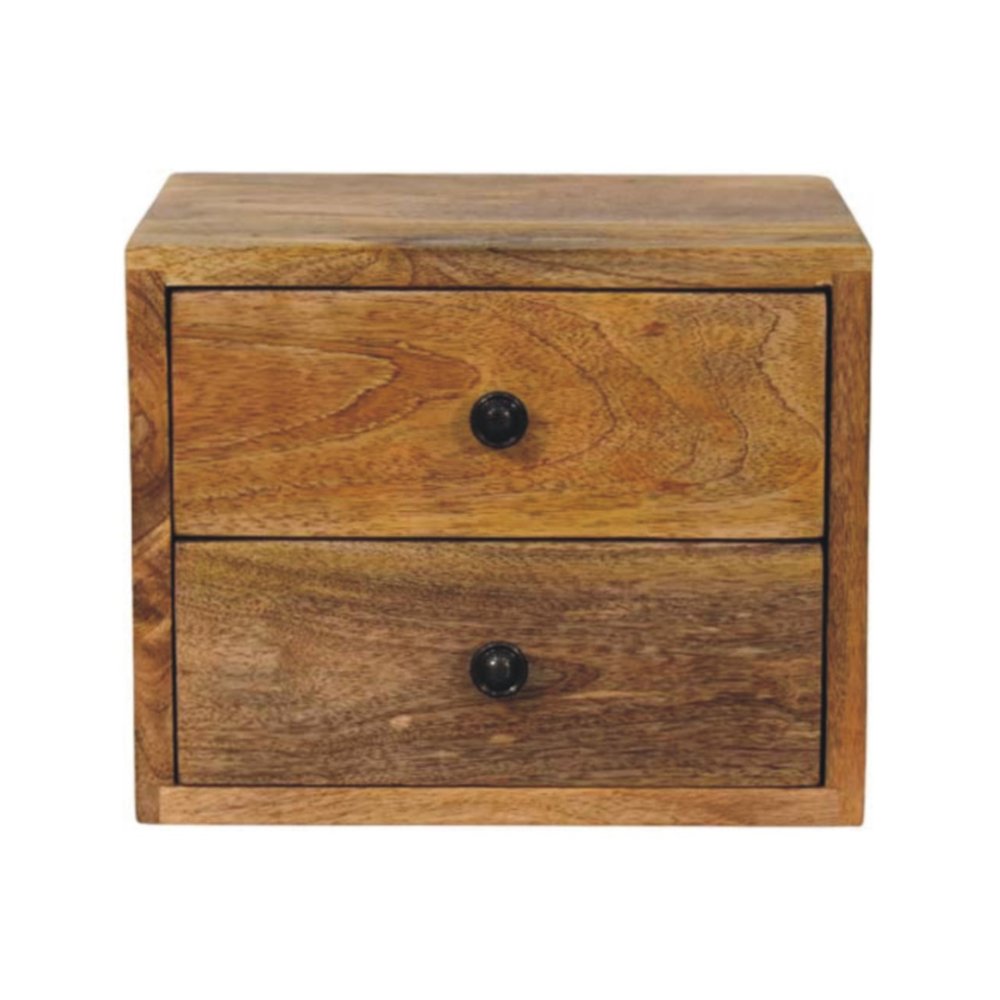 12" Brown Solid Wood Two Drawer Floating Nightstand HomeRoots