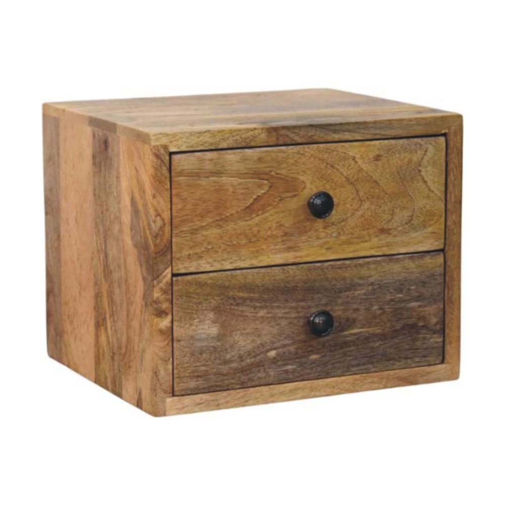 12" Brown Solid Wood Two Drawer Floating Nightstand HomeRoots