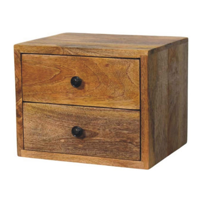 12" Brown Solid Wood Two Drawer Floating Nightstand HomeRoots
