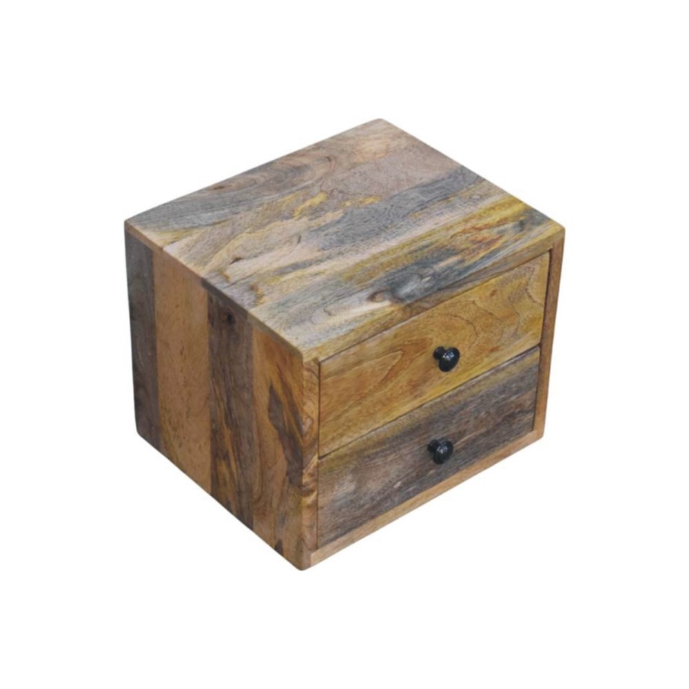 12" Brown Solid Wood Two Drawer Floating Nightstand HomeRoots