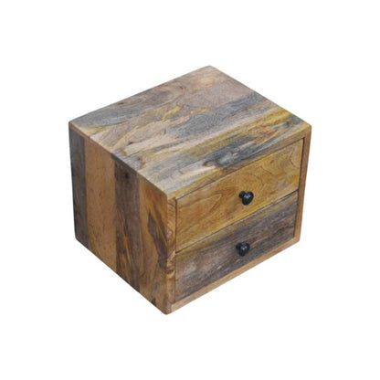 12" Brown Solid Wood Two Drawer Floating Nightstand HomeRoots