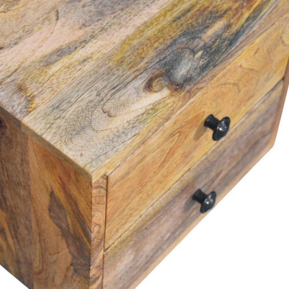 12" Brown Solid Wood Two Drawer Floating Nightstand HomeRoots