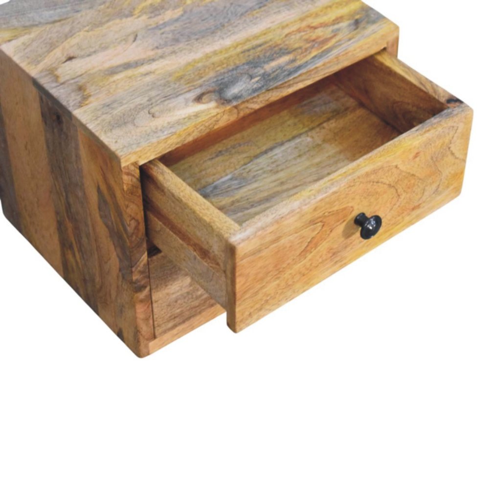 12" Brown Solid Wood Two Drawer Floating Nightstand HomeRoots