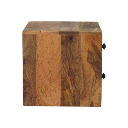 12" Brown Solid Wood Two Drawer Floating Nightstand HomeRoots