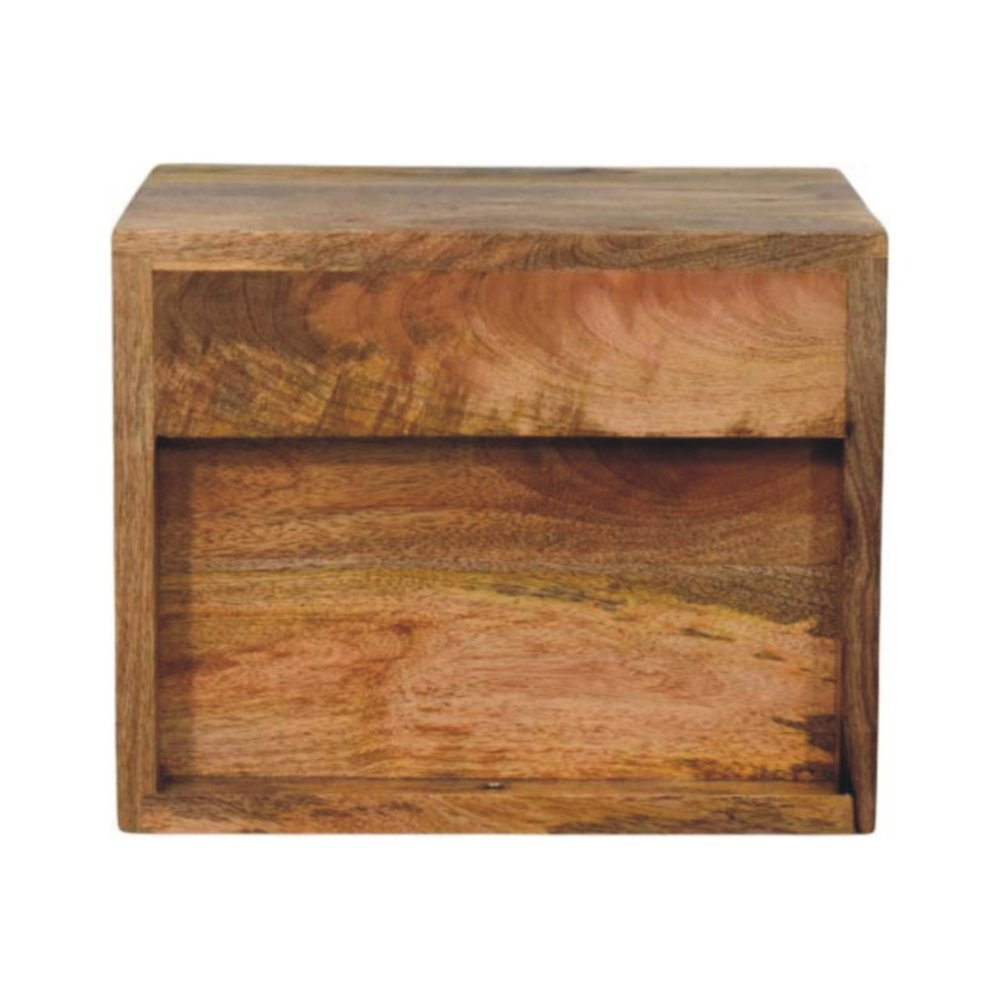 12" Brown Solid Wood Two Drawer Floating Nightstand — view 9