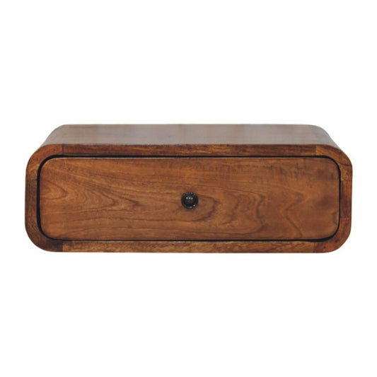 18" Chestnut Solid Wood Distressed One Drawer Floating Nightstand