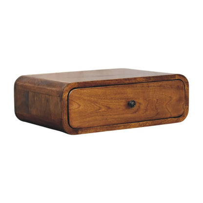 18" Chestnut Solid Wood Distressed One Drawer Floating Nightstand HomeRoots