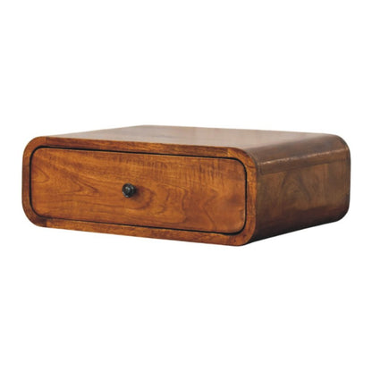 18" Chestnut Solid Wood Distressed One Drawer Floating Nightstand HomeRoots