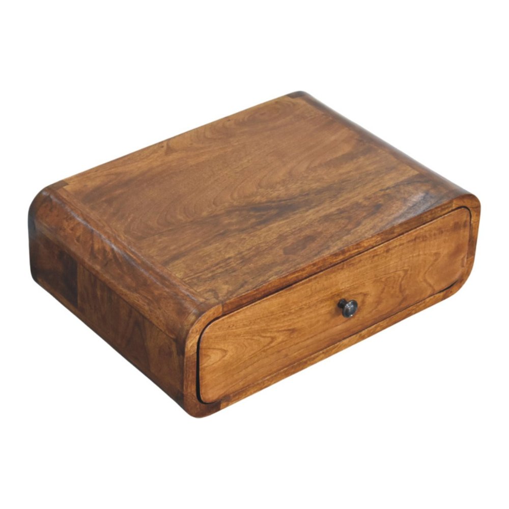 18" Chestnut Solid Wood Distressed One Drawer Floating Nightstand HomeRoots