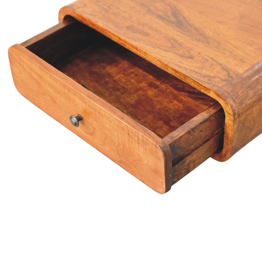 18" Chestnut Solid Wood Distressed One Drawer Floating Nightstand HomeRoots