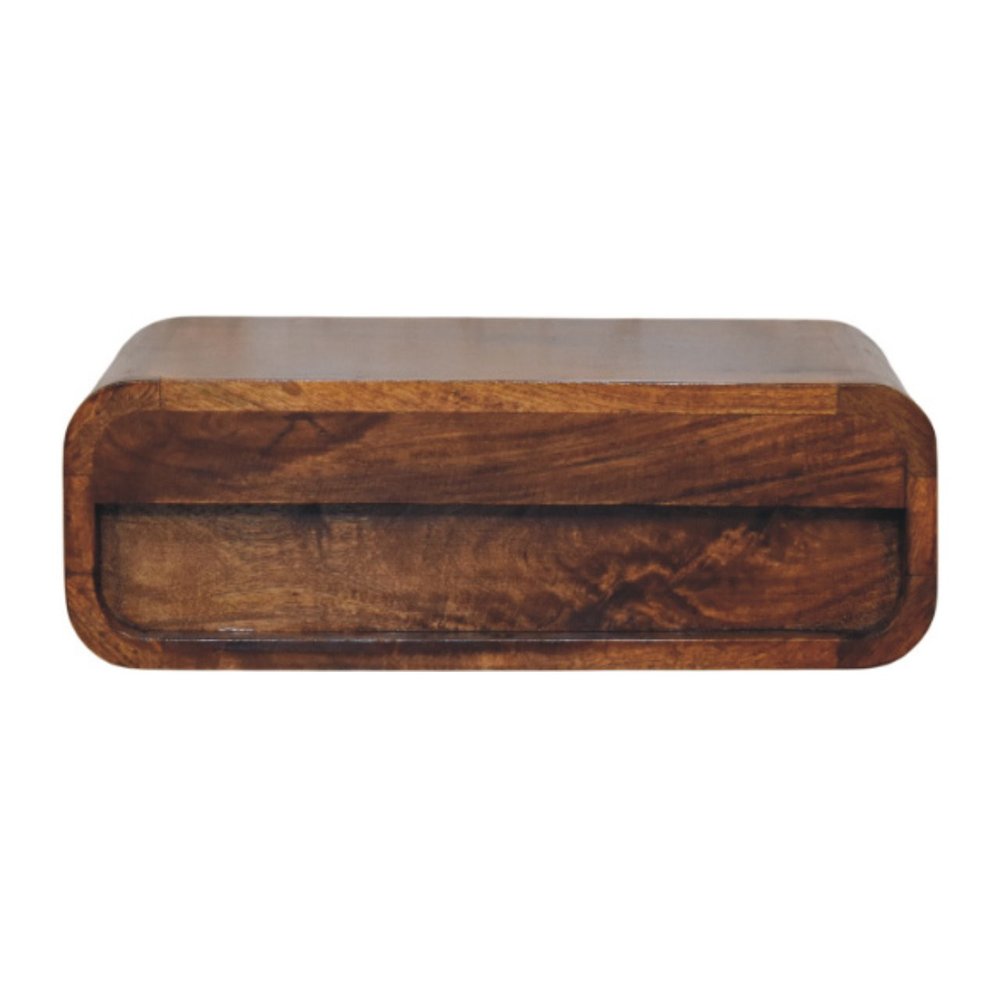 18" Chestnut Solid Wood Distressed One Drawer Floating Nightstand HomeRoots