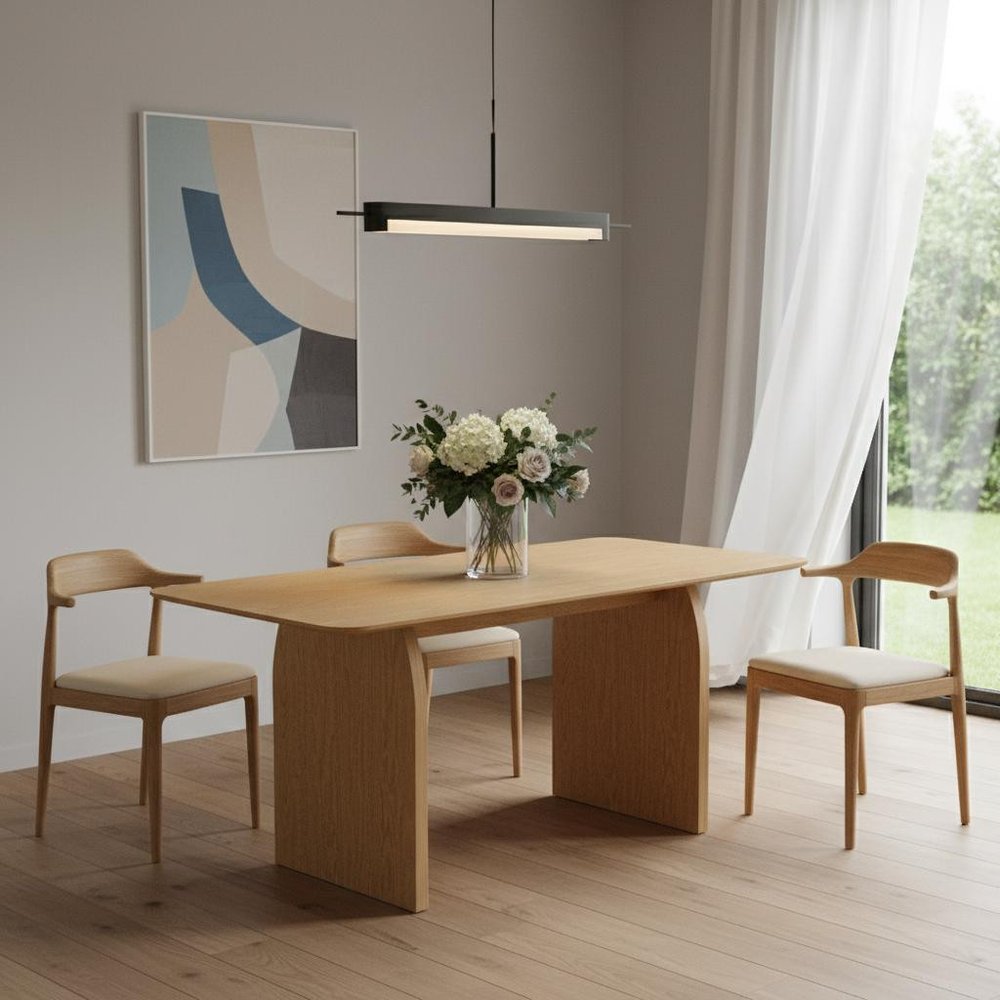 66" Natural Solid Wood Double Pedestal Base Dining Table HomeRoots