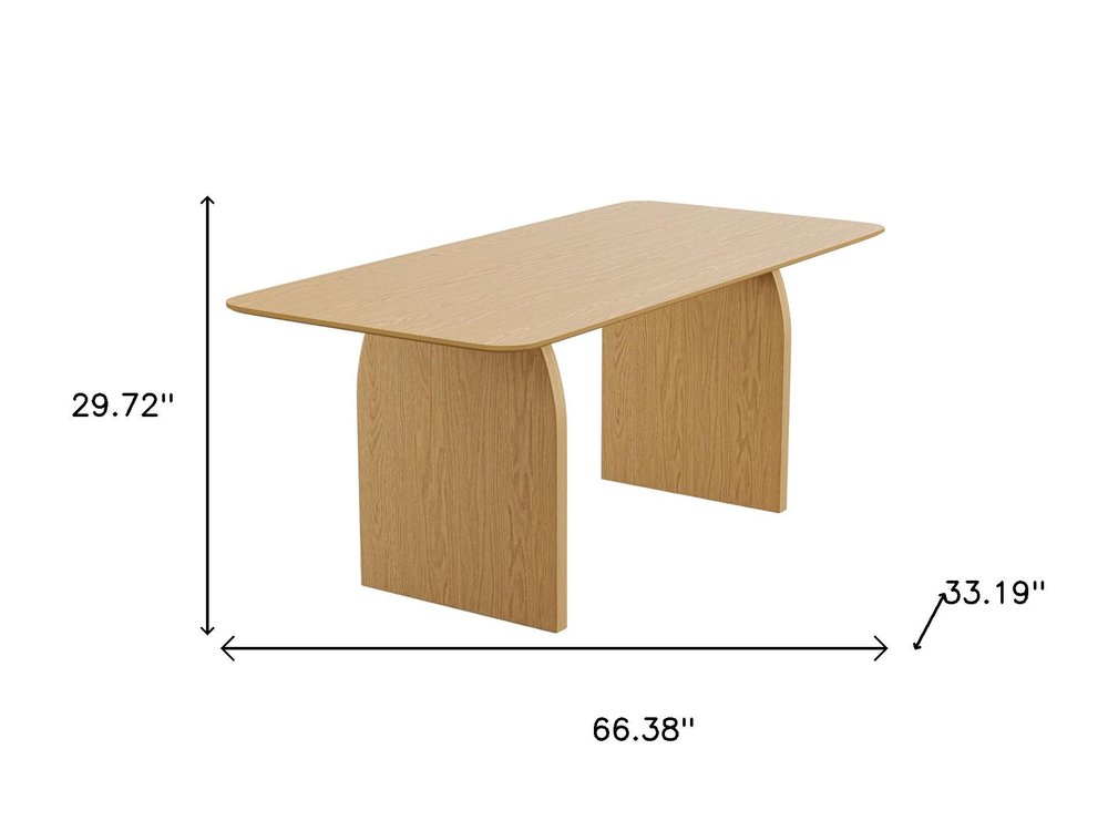 66" Natural Solid Wood Double Pedestal Base Dining Table HomeRoots
