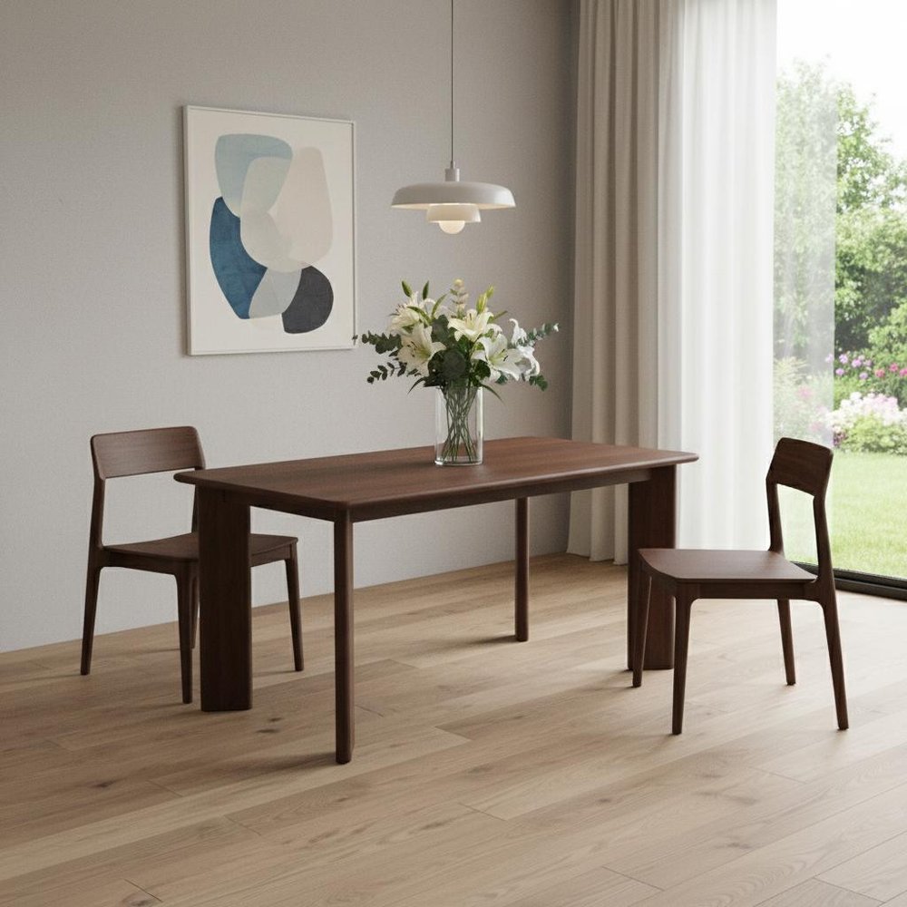 66" Brown Solid Wood Dining Table — view 5