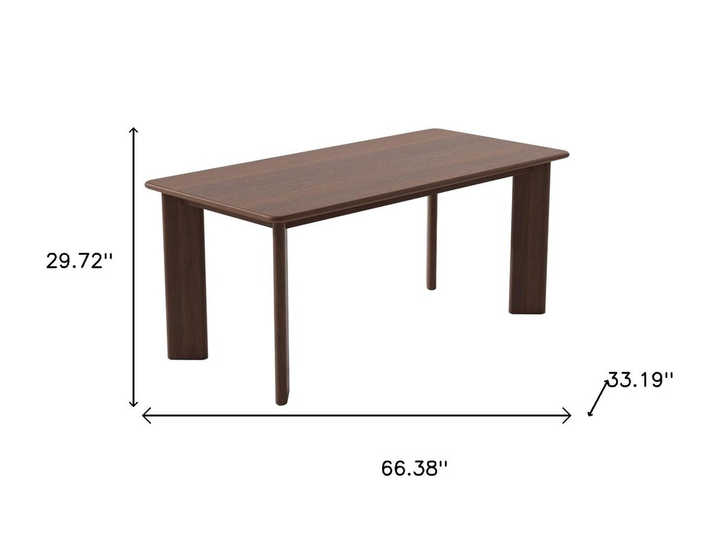 66" Brown Solid Wood Dining Table — view 7