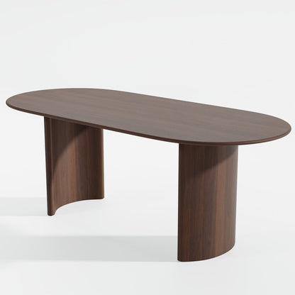 66" Brown Solid Wood Double Pedestal Base Oval Dining Table HomeRoots