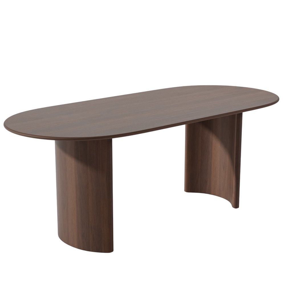 66" Brown Solid Wood Double Pedestal Base Oval Dining Table HomeRoots