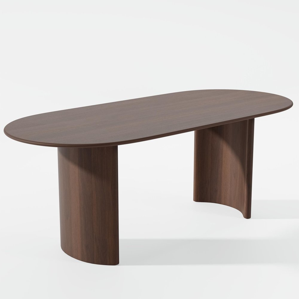 66" Brown Solid Wood Double Pedestal Base Oval Dining Table HomeRoots