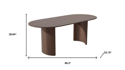 66" Brown Solid Wood Double Pedestal Base Oval Dining Table HomeRoots
