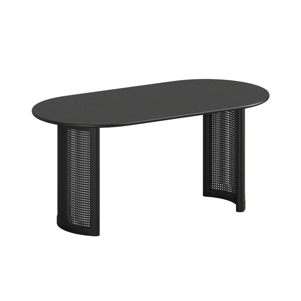 66" Black Solid Wood Double Pedestal Base Oval Dining Table HomeRoots