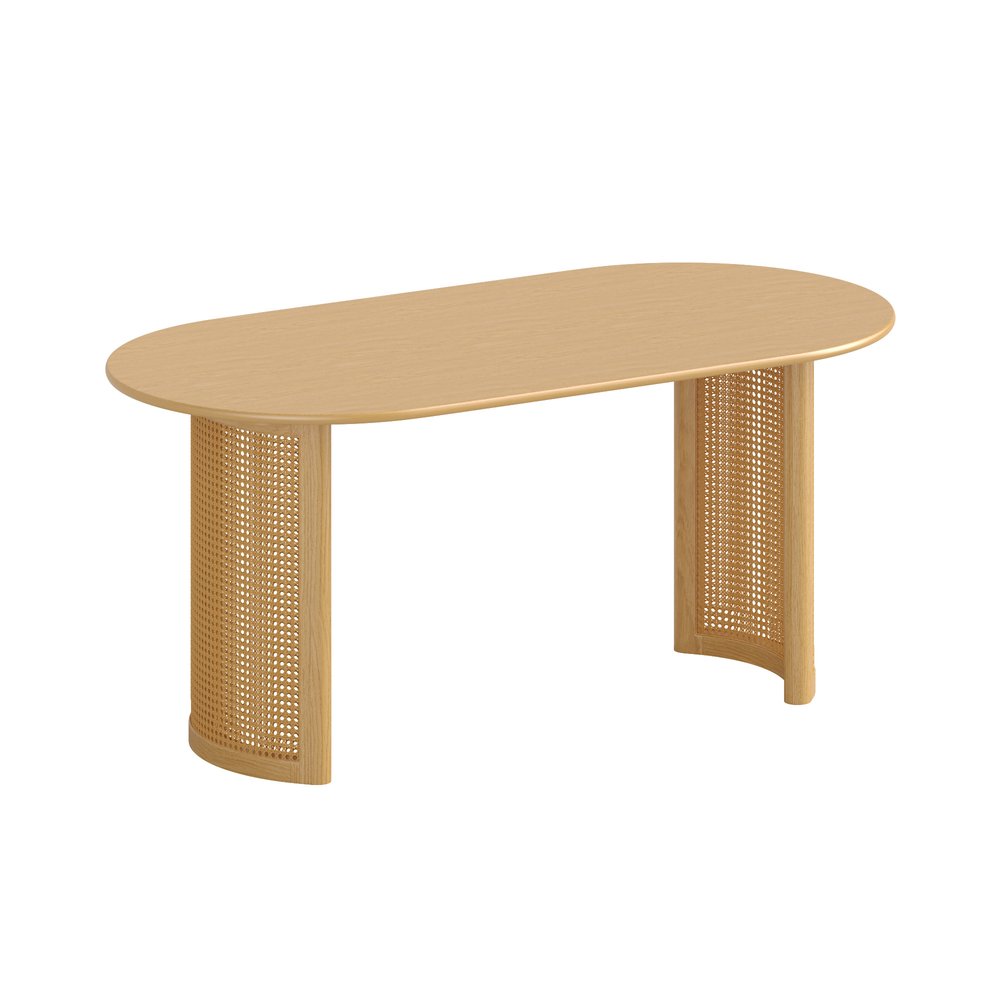 66" Natural Solid Wood Double Pedestal Base Oval Dining Table HomeRoots