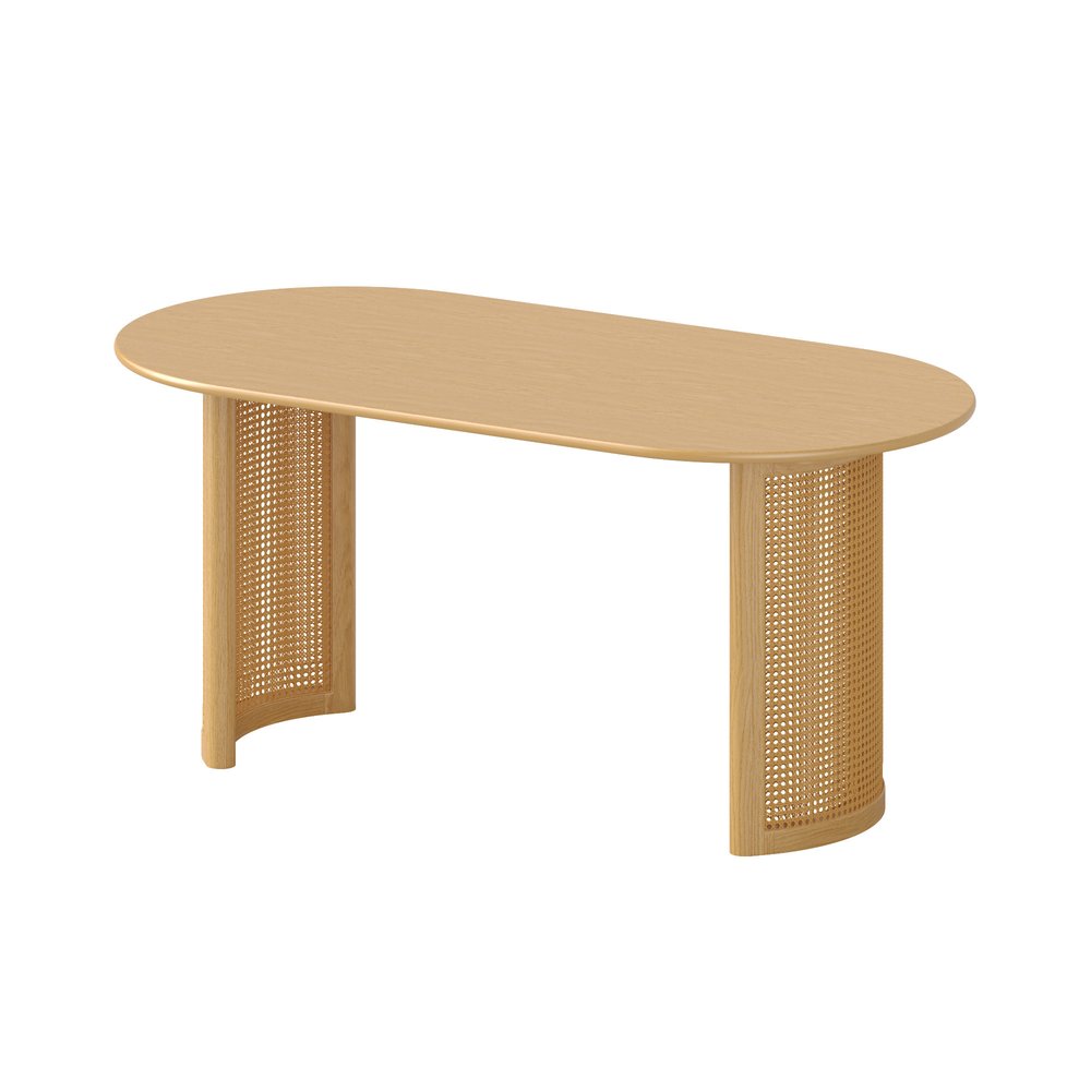 66" Natural Solid Wood Double Pedestal Base Oval Dining Table HomeRoots