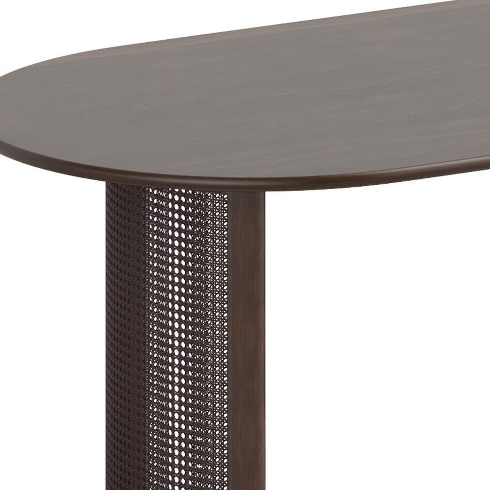 78" Brown Solid Wood Double Pedestal Base Oval Dining Table HomeRoots