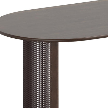 78" Brown Solid Wood Double Pedestal Base Oval Dining Table HomeRoots