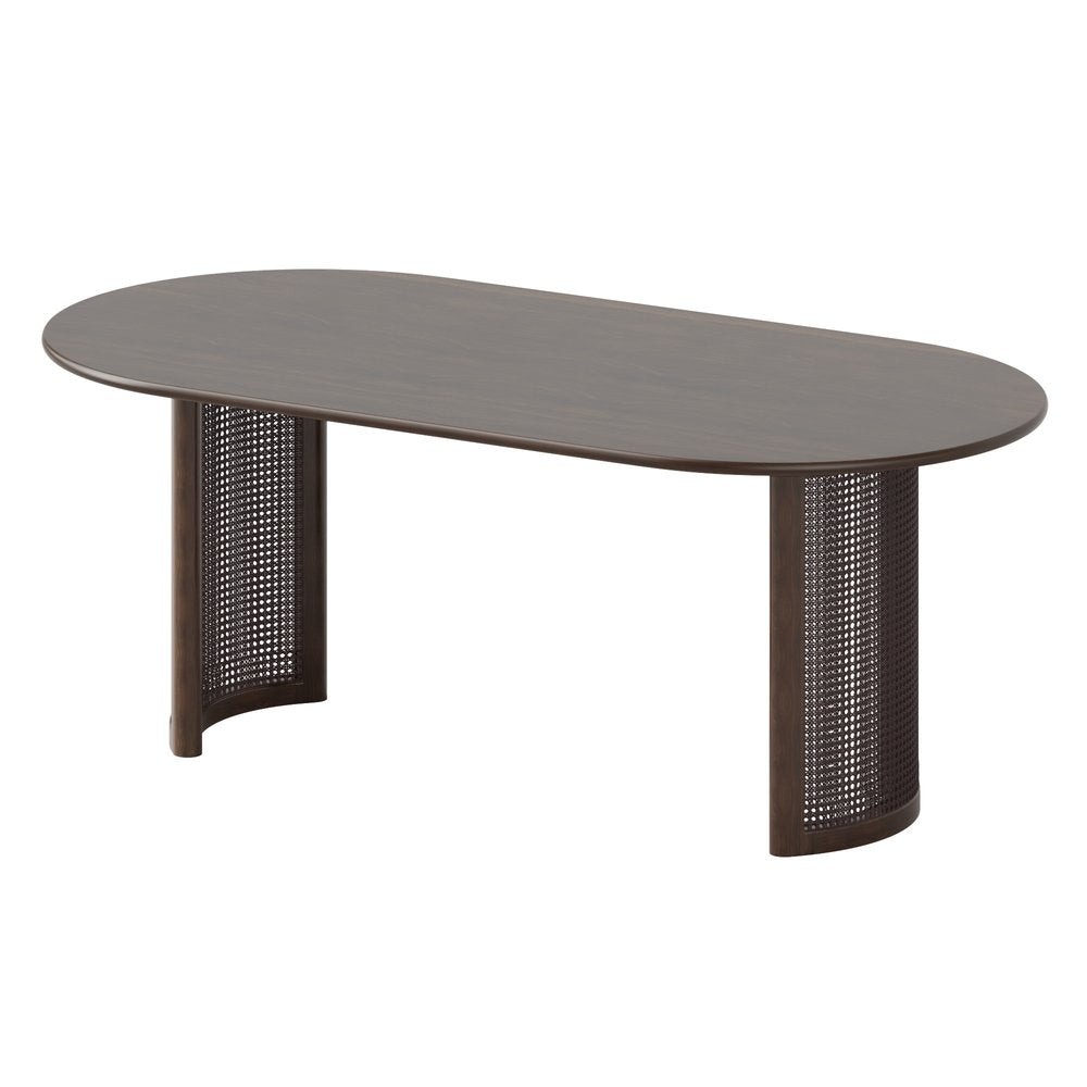 78" Brown Solid Wood Double Pedestal Base Oval Dining Table HomeRoots