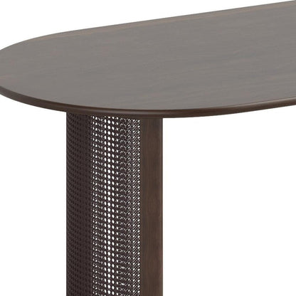 66" Brown Solid Wood Double Pedestal Base Oval Dining Table HomeRoots