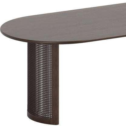 66" Brown Solid Wood Double Pedestal Base Oval Dining Table HomeRoots