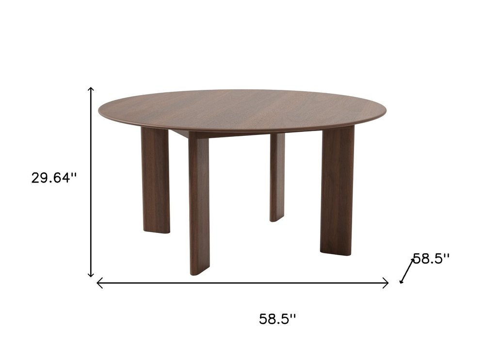 59" Brown Solid Wood Round Top Dining Table HomeRoots