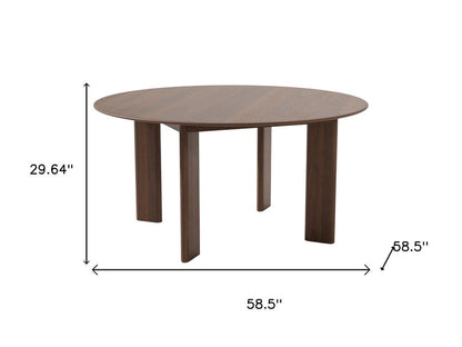 59" Brown Solid Wood Round Top Dining Table HomeRoots