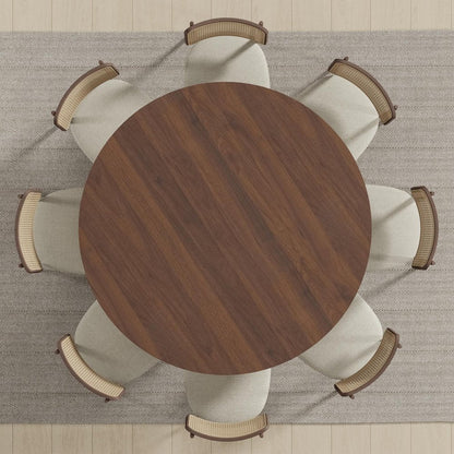 59" Brown Solid Wood Round Top Dining Table HomeRoots