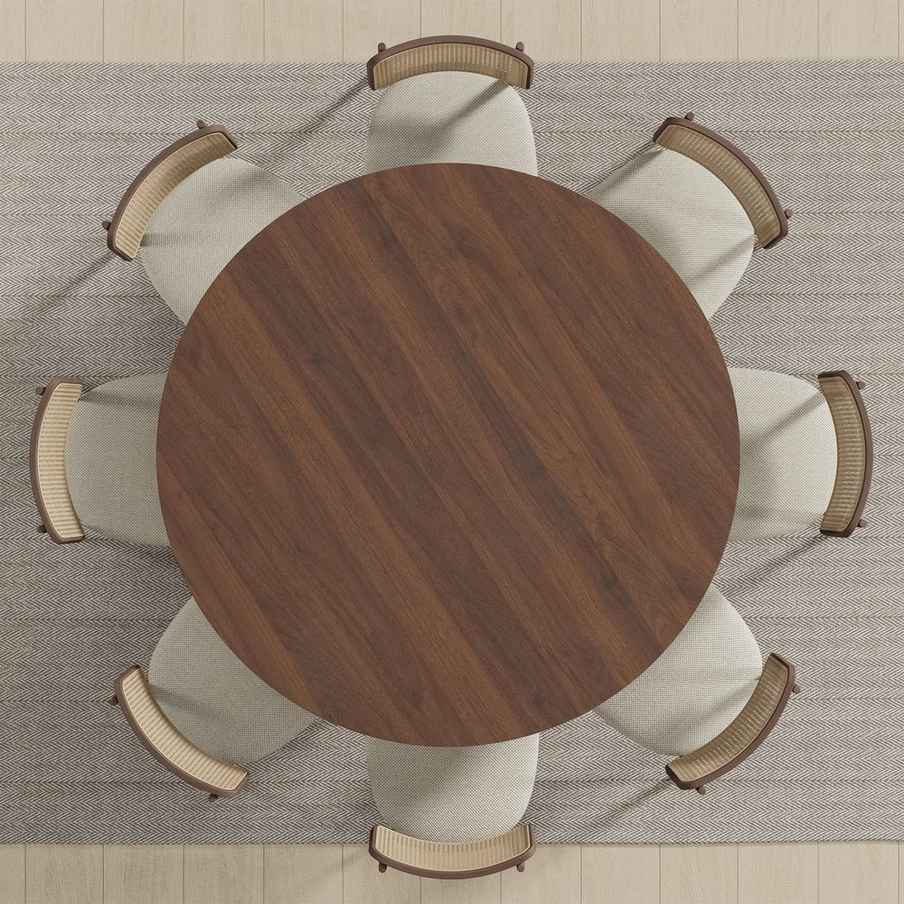 59" Brown Solid Wood Round Top Dining Table HomeRoots