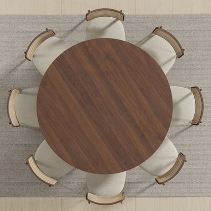 59" Brown Solid Wood Round Top Dining Table HomeRoots