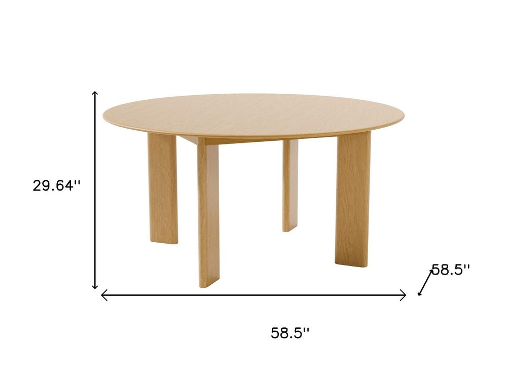 59" Natural Solid Wood Round Top Dining Table HomeRoots