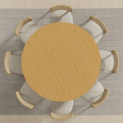 59" Natural Solid Wood Round Top Dining Table HomeRoots