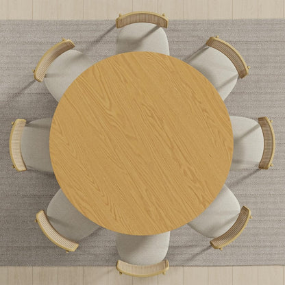 59" Natural Solid Wood Round Top Dining Table HomeRoots
